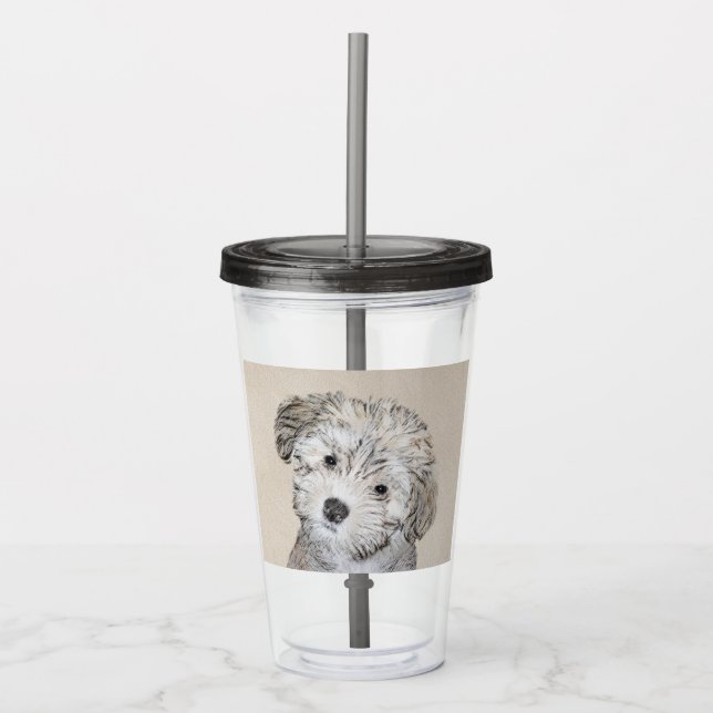 Havanese Puppy Painting - Cute Original Dog Art Acrylic Tumbler (Front)