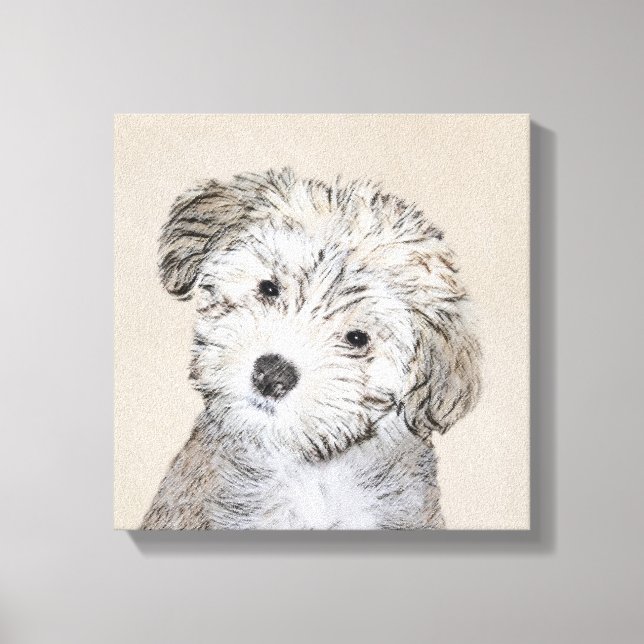 Havanese Puppy Painting - Cute Original Dog Art Canvas Print (Front)