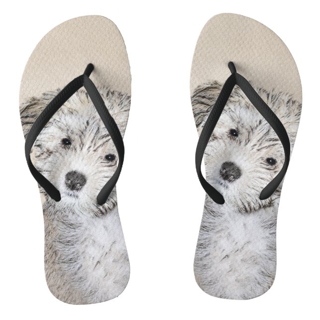 Havanese Puppy Painting - Cute Original Dog Art Flip Flops (Footbed)
