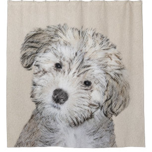 Havanese Puppy Painting - Cute Original Dog Art Shower Curtain