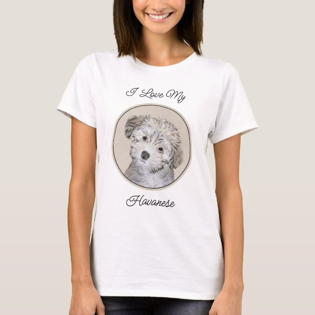 Havanese Puppy Painting - Cute Original Dog Art T-Shirt (Front)