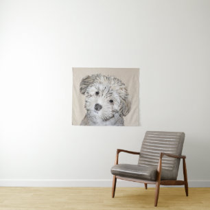 Havanese Puppy Painting - Cute Original Dog Art Tapestry