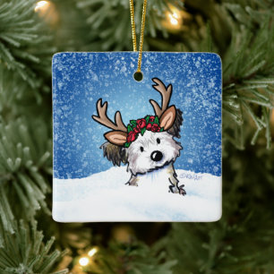 Havanese Reindeer Ceramic Ornament