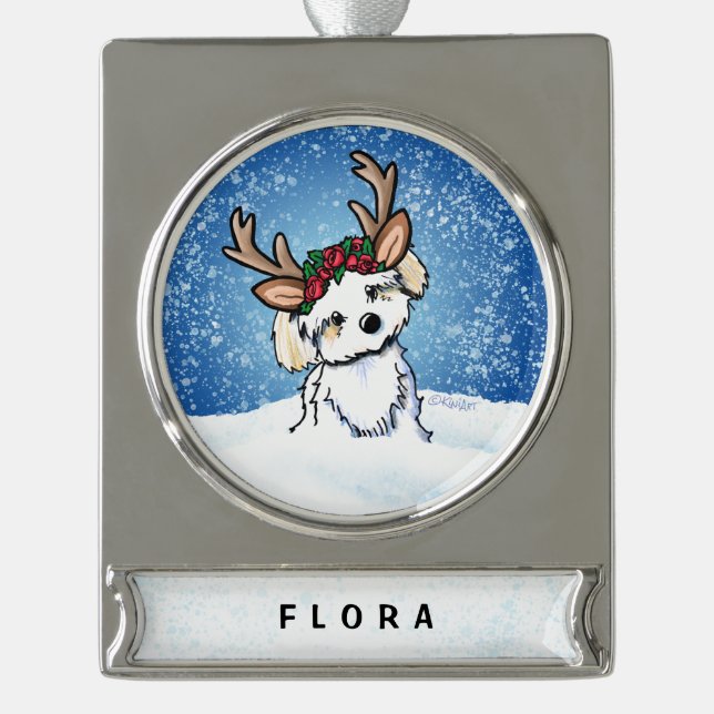 Havanese Reindeer Christmas Ornament (Front)