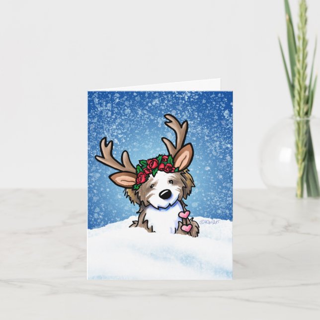 Havanese Reindeer Holiday Card (Front)