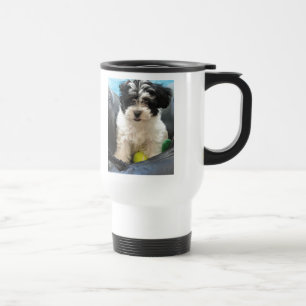 Havanese Rescue Puppy Black White Travel Mug