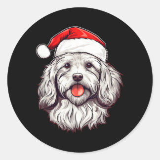 Havanese Santa Hat Christmas Dog Lovers Gift Mum Classic Round Sticker