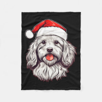 Havanese Santa Hat Christmas Dog Lovers Gift Mum Fleece Blanket