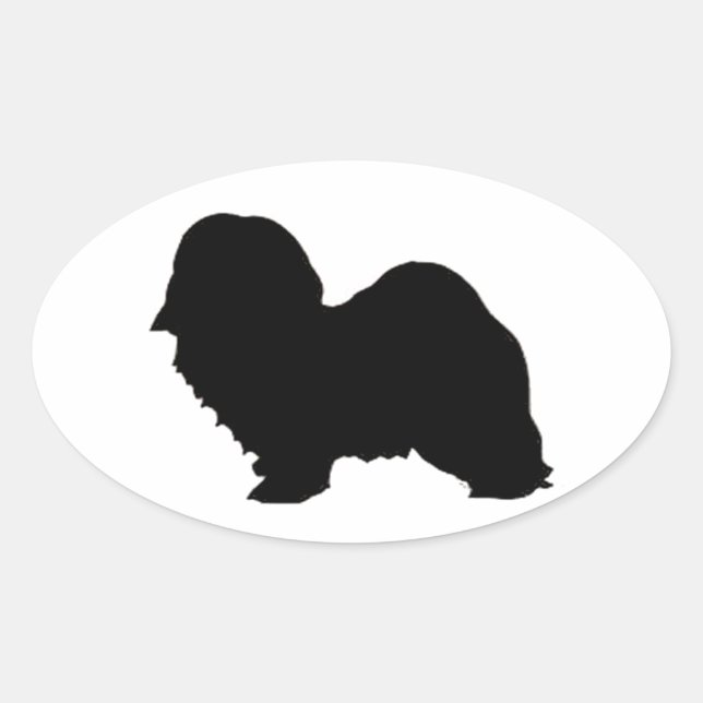 havanese silhouette oval sticker (Front)