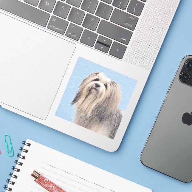 Havanese (Silver) Painting - Cute Original Dog Art (Laptop w/ iPhone)
