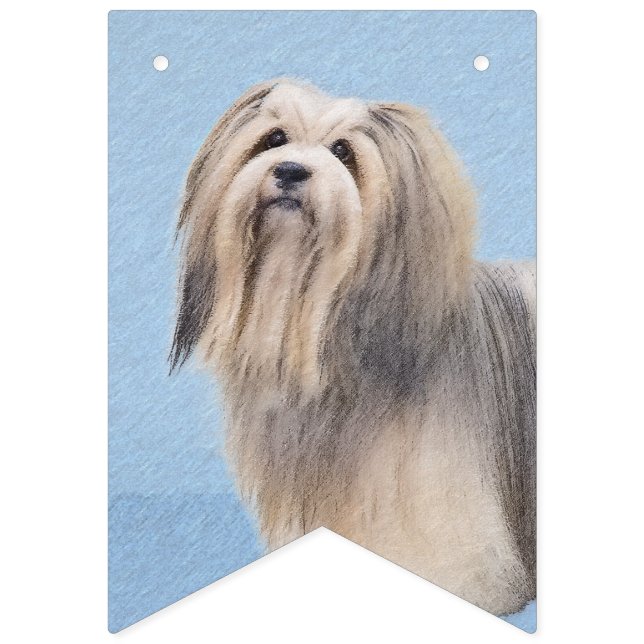 Havanese (Silver) Painting - Cute Original Dog Art Bunting (First Flag)