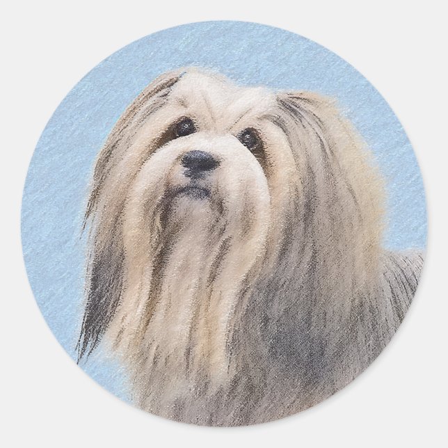 Havanese (Silver) Painting - Cute Original Dog Art Classic Round Sticker (Front)