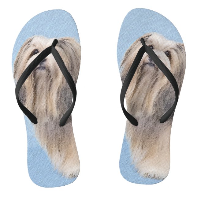 Havanese (Silver) Painting - Cute Original Dog Art Flip Flops (Footbed)