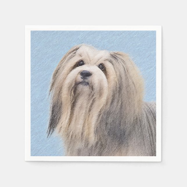 Havanese (Silver) Painting - Cute Original Dog Art Napkin (Front)
