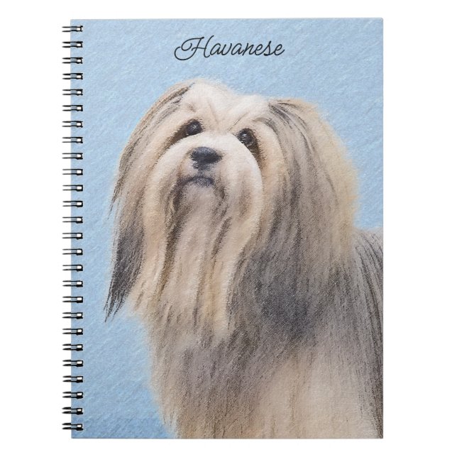 Havanese (Silver) Painting - Cute Original Dog Art Notebook (Front)