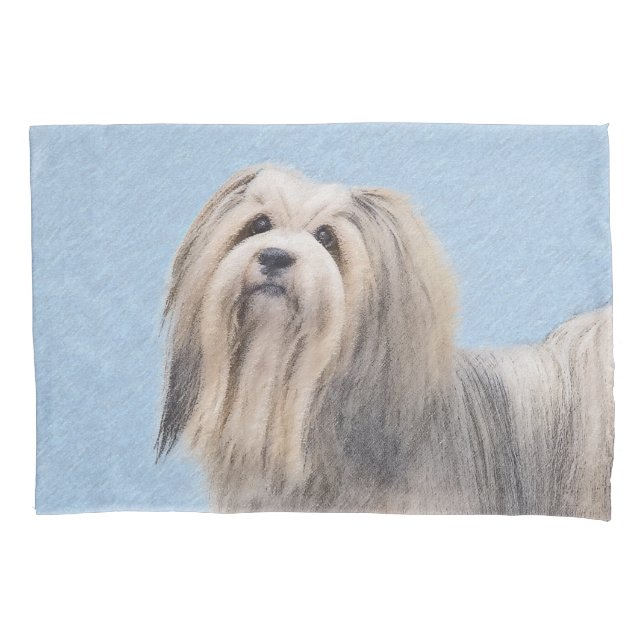 Havanese (Silver) Painting - Cute Original Dog Art Pillowcase (Front)