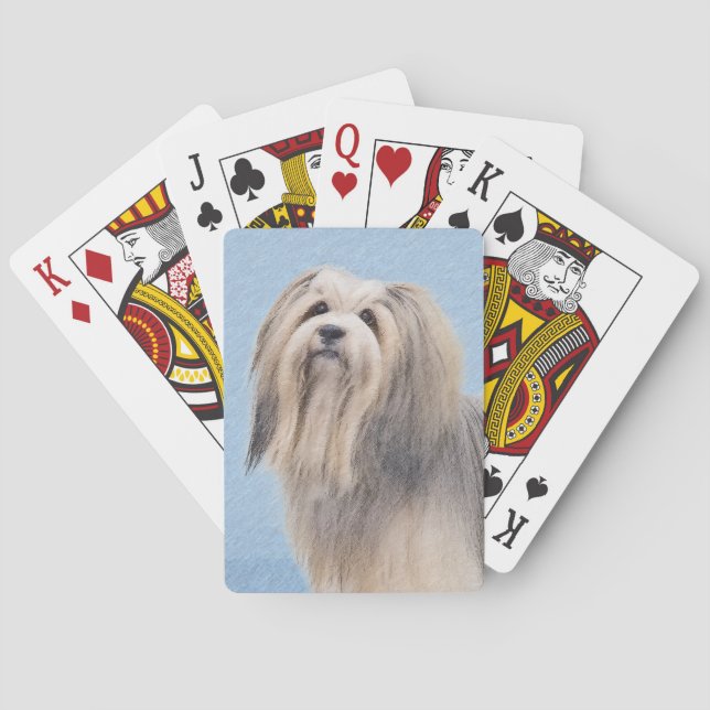 Havanese (Silver) Painting - Cute Original Dog Art Playing Cards (Back)