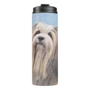 Havanese (Silver) Painting - Cute Original Dog Art Thermal Tumbler