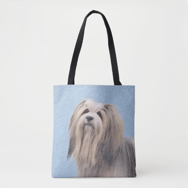 Havanese (Silver) Painting - Cute Original Dog Art Tote Bag (Front)