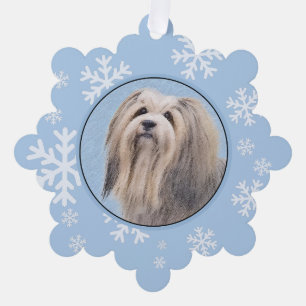 Havanese (Silver) Painting - Cute Original Dog Art Tree Decoration Card