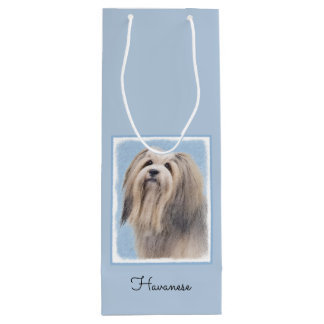 Havanese (Silver) Painting - Cute Original Dog Art Wine Gift Bag