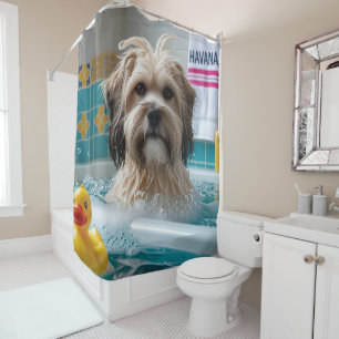 Havanese Sloppy Sleepy Cute Funny Shower Curtain
