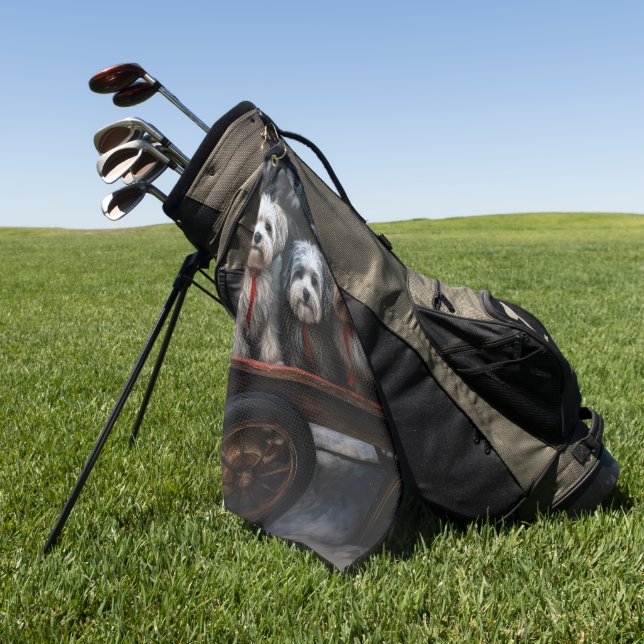 Havanese Snowy Sleigh Christmas Decor  Golf Towel (Green)