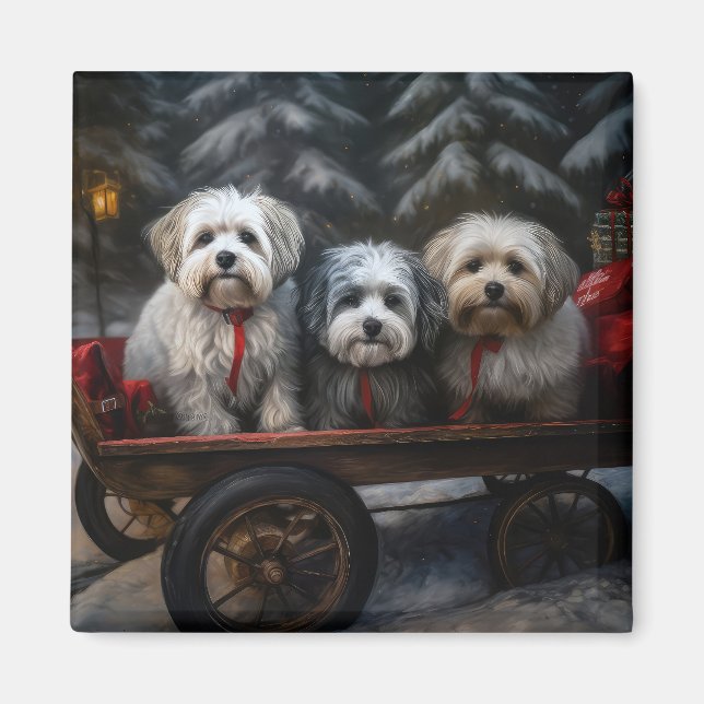 Havanese Snowy Sleigh Christmas Decor  Magnet (Front)