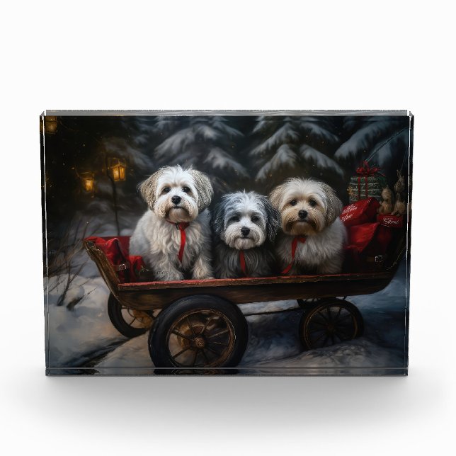 Havanese Snowy Sleigh Christmas Decor  Photo Block (Front)