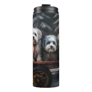 Havanese Snowy Sleigh Christmas Decor  Thermal Tumbler