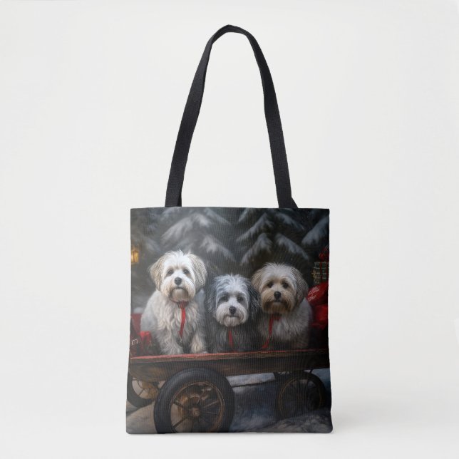 Havanese Snowy Sleigh Christmas Decor  Tote Bag (Front)
