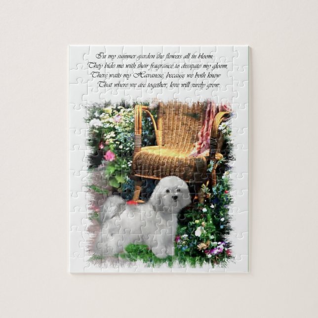 Havanese Summer Garden Jigsaw Puzzle (Vertical)