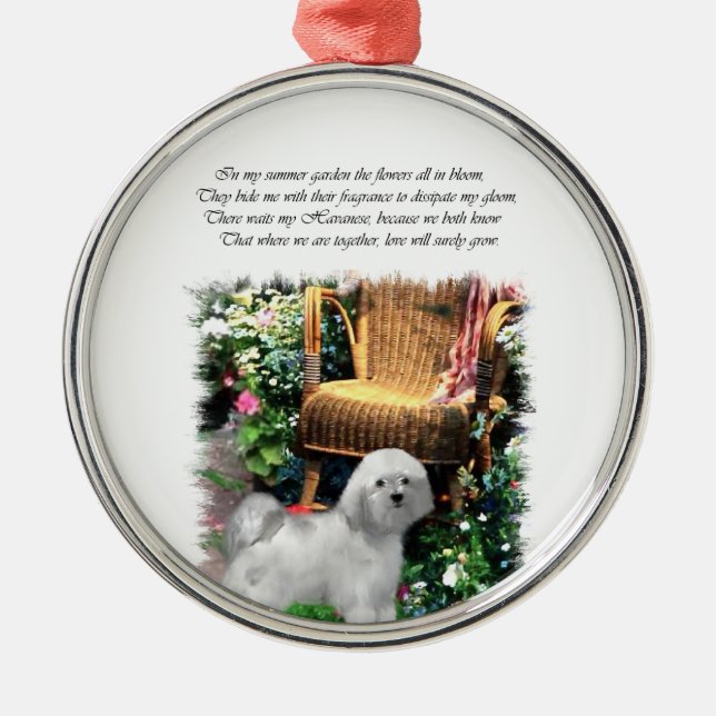 Havanese Summer Garden Metal Tree Decoration (Front)