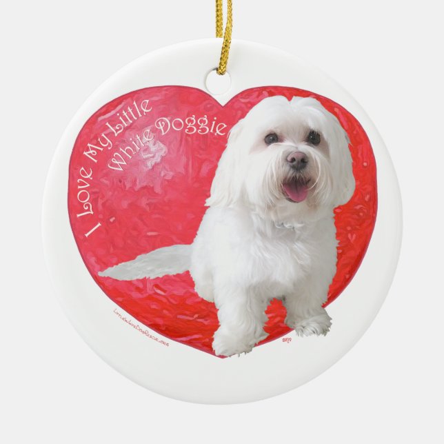Havanese Valentine's Day Ceramic Tree Decoration (Front)