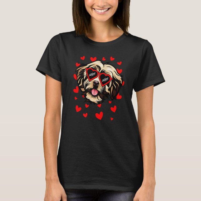 Havanese Valentines Day Dog Love Heart Glasses T-Shirt (Front)
