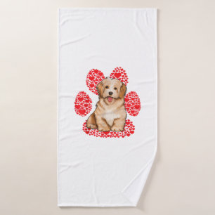 Havanese Valentines Day Dog Love Paw Bath Towel