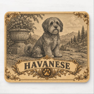Havanese, Vintage Heritage Dog Mouse Mat
