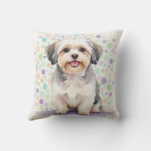 Havanese Watercolor Confetti Dash Art Cushion