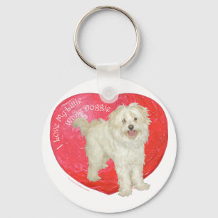 Havanese / Westie Mix Valentine's Day Key Ring