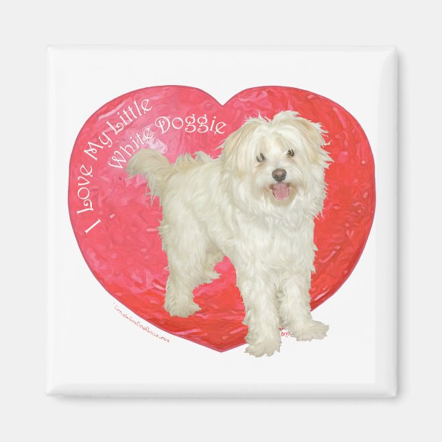 Havanese / Westie Mix Valentine's Day Magnet (Front)