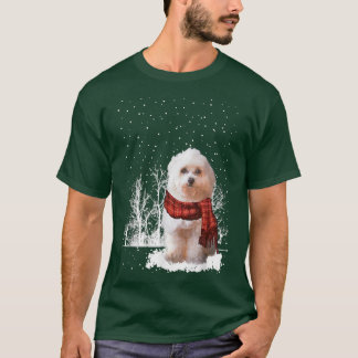 Havanese Winter Scarf Dogs Tree Forest Snow Chris T-Shirt