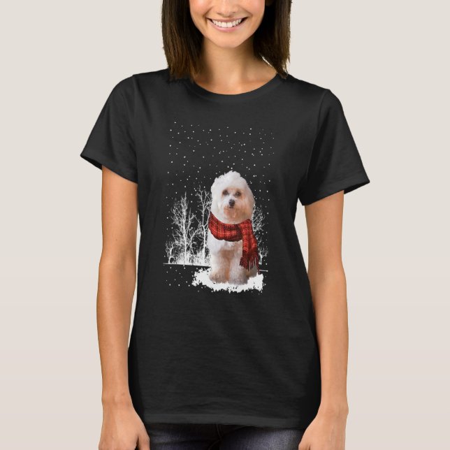 Havanese Winter Scarf  Dogs Tree Forest Snow Chris T-Shirt (Front)