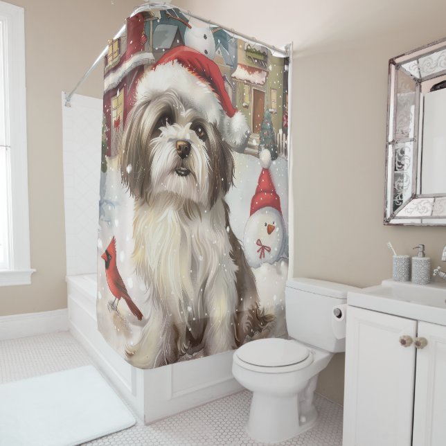 Havanese Winter Wonderland Christmas Joy Shower Curtain (In Situ)