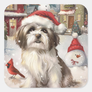 Havanese Winter Wonderland Christmas Joy Square Sticker