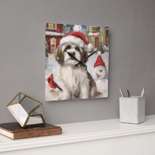 Havanese Winter Wonderland Christmas Joy Square Wall Clock