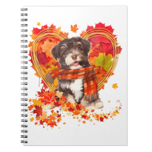 Havanese With Heart Made Of Autumn Leaves Notebook