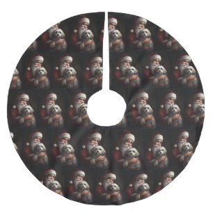 Havanese With Santa Claus Festive Christmas Brushed Polyester Tree Skirt
