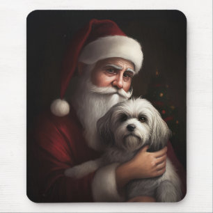 Havanese With Santa Claus Festive Christmas Mouse Mat