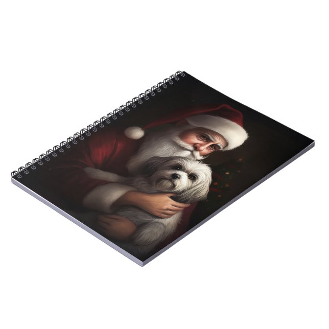 Havanese With Santa Claus Festive Christmas Notebook (Left Side)