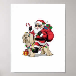 Havanese Xmas Lighting Santa Riding Havanese Dog C Poster